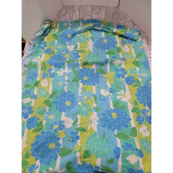 Cannon Vintage Twin Flat Sheet Floral 70s Blue Green Clean - Picture 6 of 6
